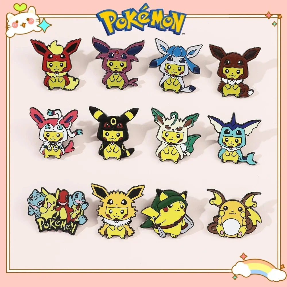 Pokémon pikachu Enamel Lapel Pins Pikachu Anime Figures Cosplay Eeveelution Toys Brooches Fashion Jewelry Women Metal Badge Gift