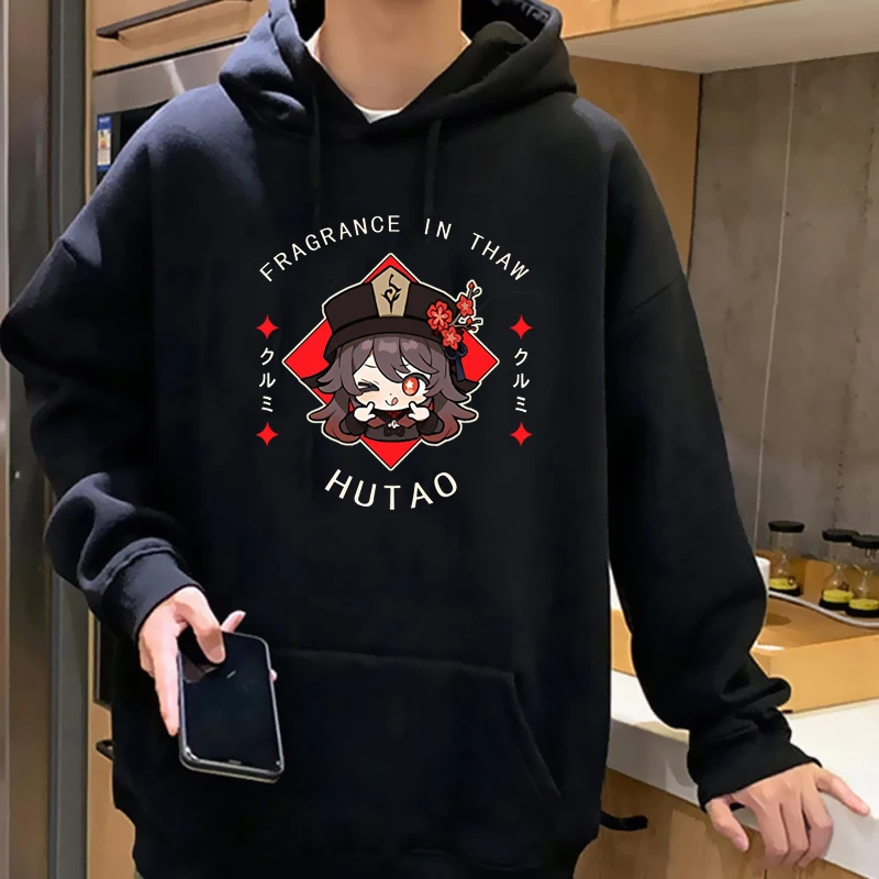 Genshin Impact Hoodies Men Kawaii Cartoon Aesthetic Clothes Xiao Hu Tao Zhong Li Graphic Streetwear Unisex Sweatshirts Female