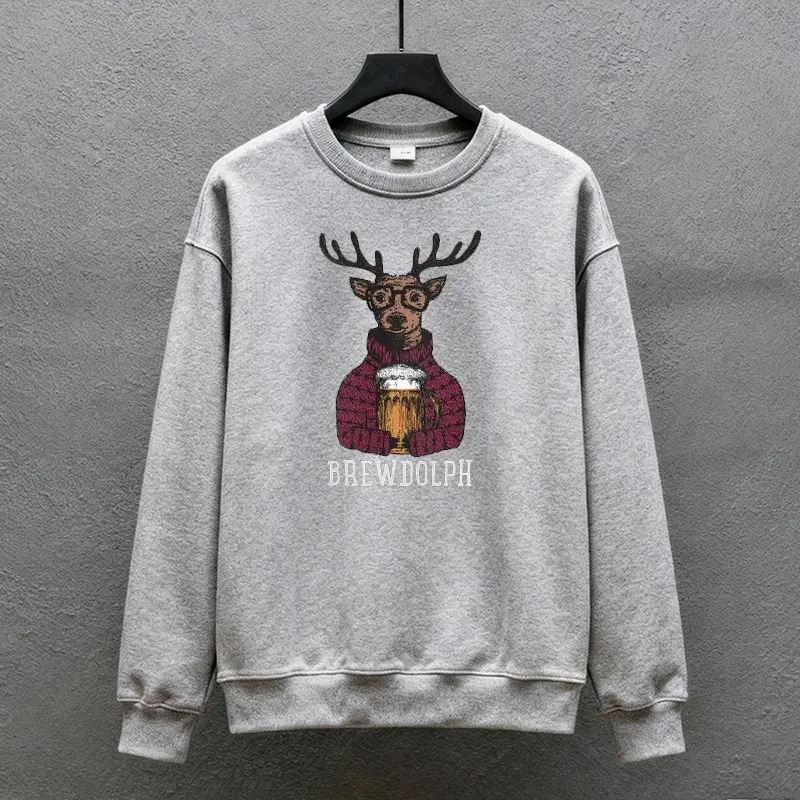 مضحك البيرة عاشق عيد الميلاد هوديي الرنة عطلة حزب Crewneck البلوز شرب قميص للرجال الخريف والشتاء السترة