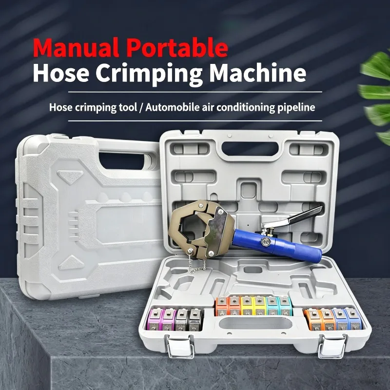 Manual Portable Hose Crimper Hydraulic Hose Crimping Tool Crimping Pliers for AC Hose Auto A/C Line Air Conditioning Repair Tool