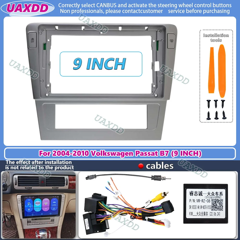 9INCH 2 Din Fascia Frame For 2004-2010 Volkswagen Passat B7 Refit Car Android Radio Naviagtion Mounting Dashboard cable canbus