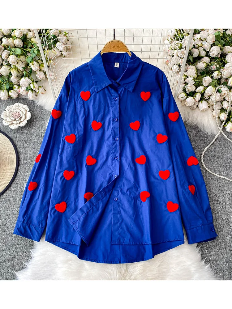 

Women's Spring Shirt Niche Love Collar Long Sleeve Sunscreen Shirt Office Lady New Versatile Loose and Slimming Shirt BL181