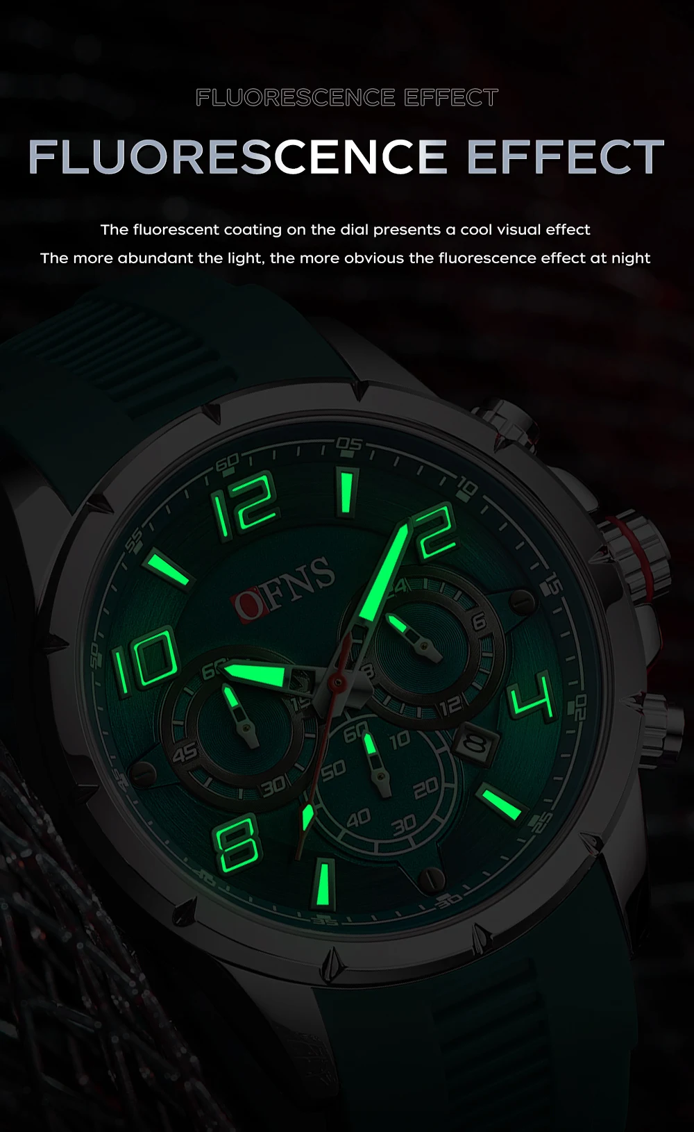 OFNS 8027 Luxury Men's Three Eye Six Needle Quartz Watch Multi functional Waterproof Night Light Men's Quartz Watch