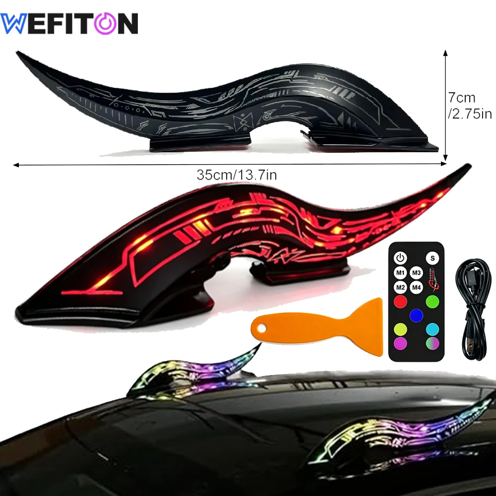 1Set Dynamic LED Dragon Horns & Remote,32 Color Effects Halloween Car Roof Decor,Universal Devil Horn Accessories for SUV Truck