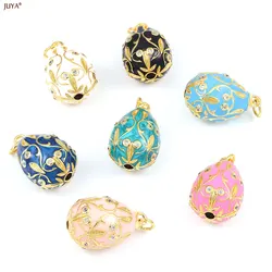 JUYA New 3D Water Drop Pendant Bohemia Type CZ Enamel Charm For DIY Women Necklaces Jewelry Making Accessories