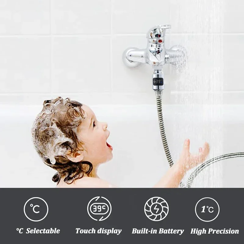 Bathroom Tub Shower Faucets Water Thermometer Electricity LED Display ABS Bathtub Water Temperature Monitor for Home Shower New