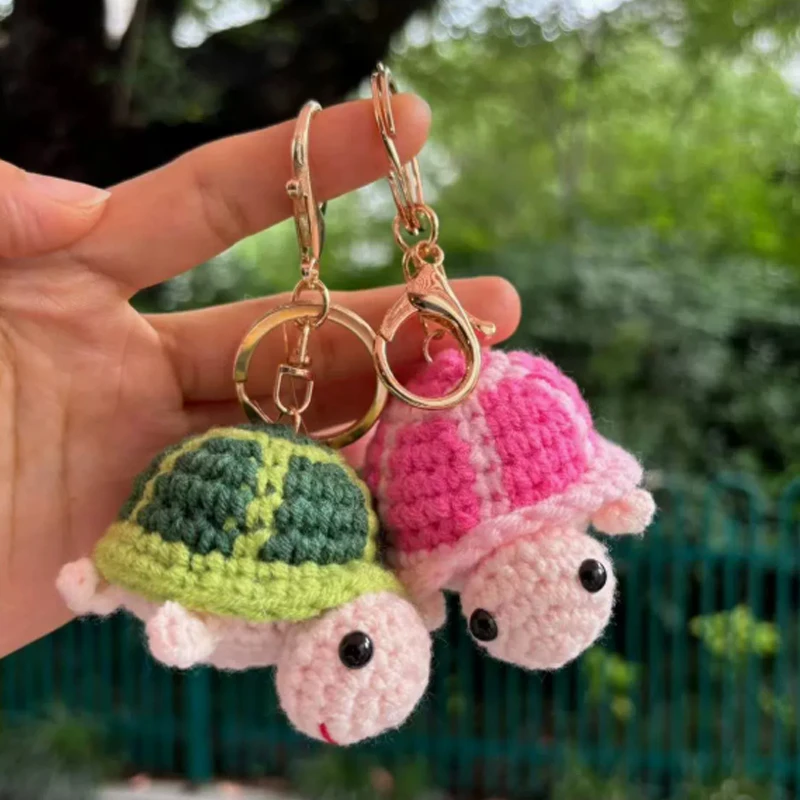 Exquisite Handmade Crochet Cute Turtle Keyring Funny Creative Mini Turtle Woolen Crocheted Pendants Backpack Hanging Keychains