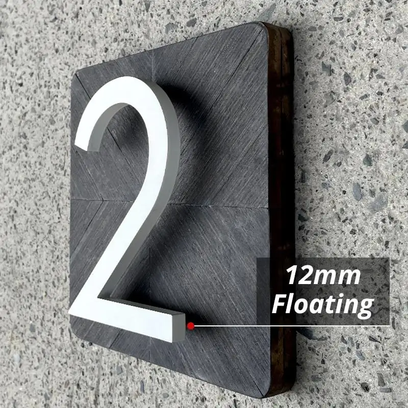 1 قطعة 152 مللي متر رقم المنزل العائم في الهواء الطلق 6 بوصة سبائك الألومنيوم الأبيض شقة رقم الباب صندوق البريد عنوان تسجيل # 0-9 مع البراغي