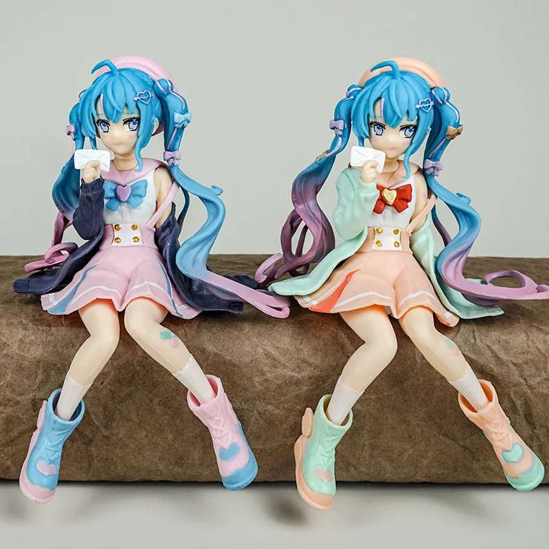 

Hatsune New Miku Anime Figure Macaron Sailor Uniform Sitting Position PVC Action Figure Model Toy Decoration Collect Gifts Toys
