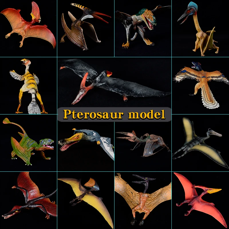 مجموعة ألعاب الديناصور الجوراسي الكلاسيكية - شخصيات Quetzalcoatlus & Pterodactyl نماذج حيوانات PVC لمجموعة الأطفال