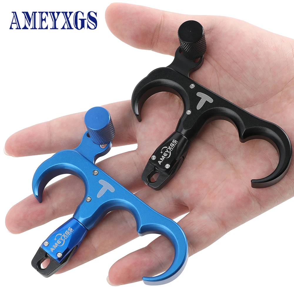 3 Finger Compound Bow Release Aids 360 Degree Rotating Clamp Archery Caliper release for Left/Right  Archery Accessories