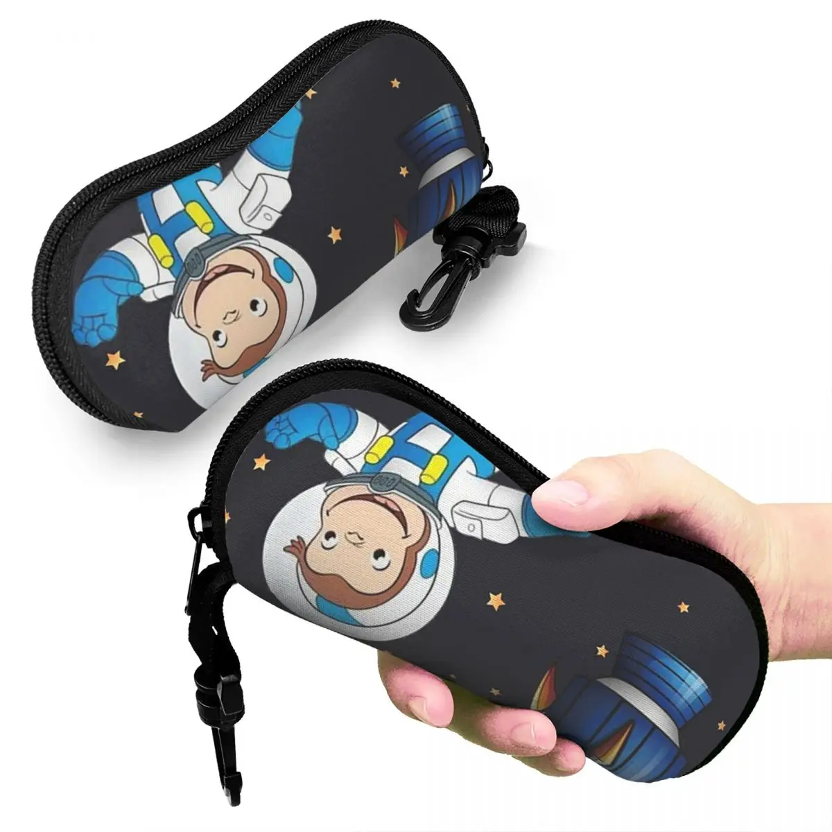 

George The Curious Monkey Astronaut Cartoon Shell Glasses Case Portable Sunglasses Box Women Men Soft Eyeglasses Bag Pouch