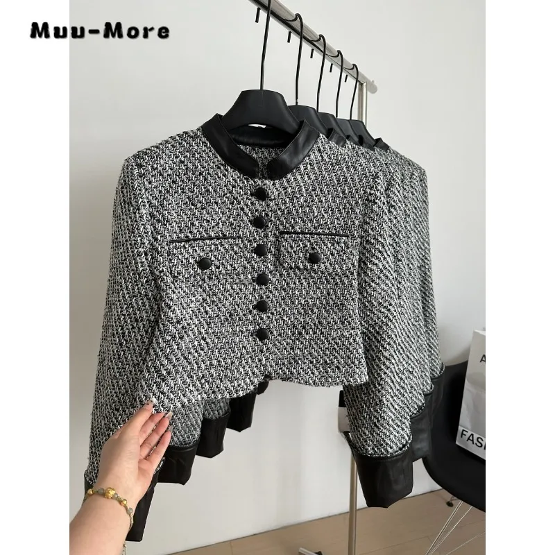 

2023 Autumn Winter Vintage Style Single Breasted Stand Collar Slim Jacket For Women Office Lady Outerwear Fashion Luxury Coat