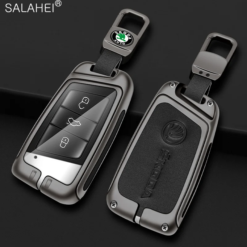 Zinc Alloy Car Smart Remote Key Case Bag Cover Holder Shell Fob For Skoda Superb A7 Karoq Kodiaq 2020 2021 Keychain Accessories - view 5