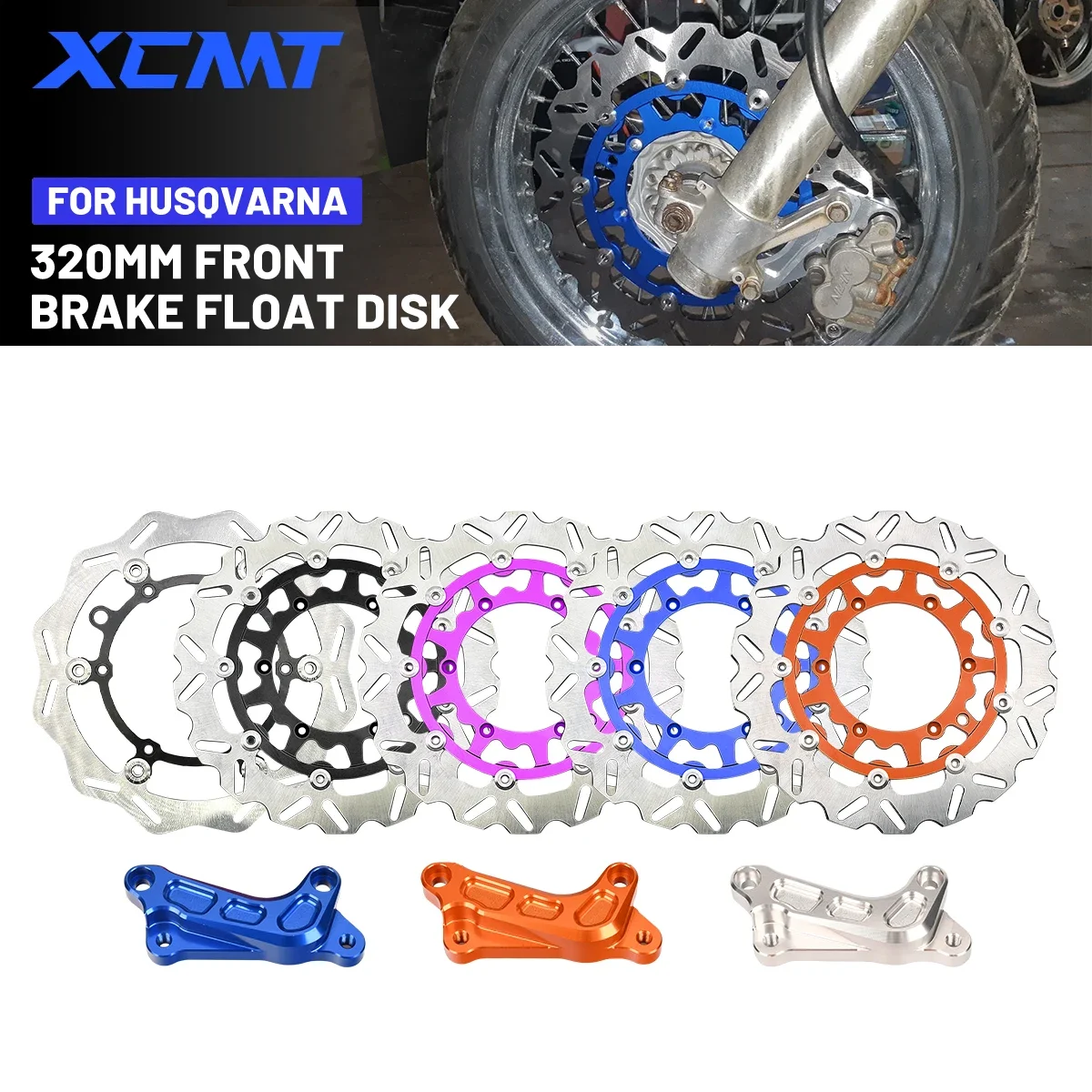 Motorrad 320MM 260MM Vordere Bremsscheiben Rotoren Bremssattel Adapter Halterung Für Husqvarna 125-501 FE TE FC TC TX FX 2014-2023