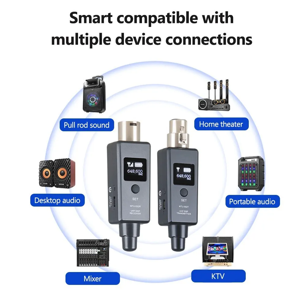Microphone Wireless System Micphone Wireless Transmitter System UHF DSP Transmitter & Receiver Mic/Line Two Modes for Dyn