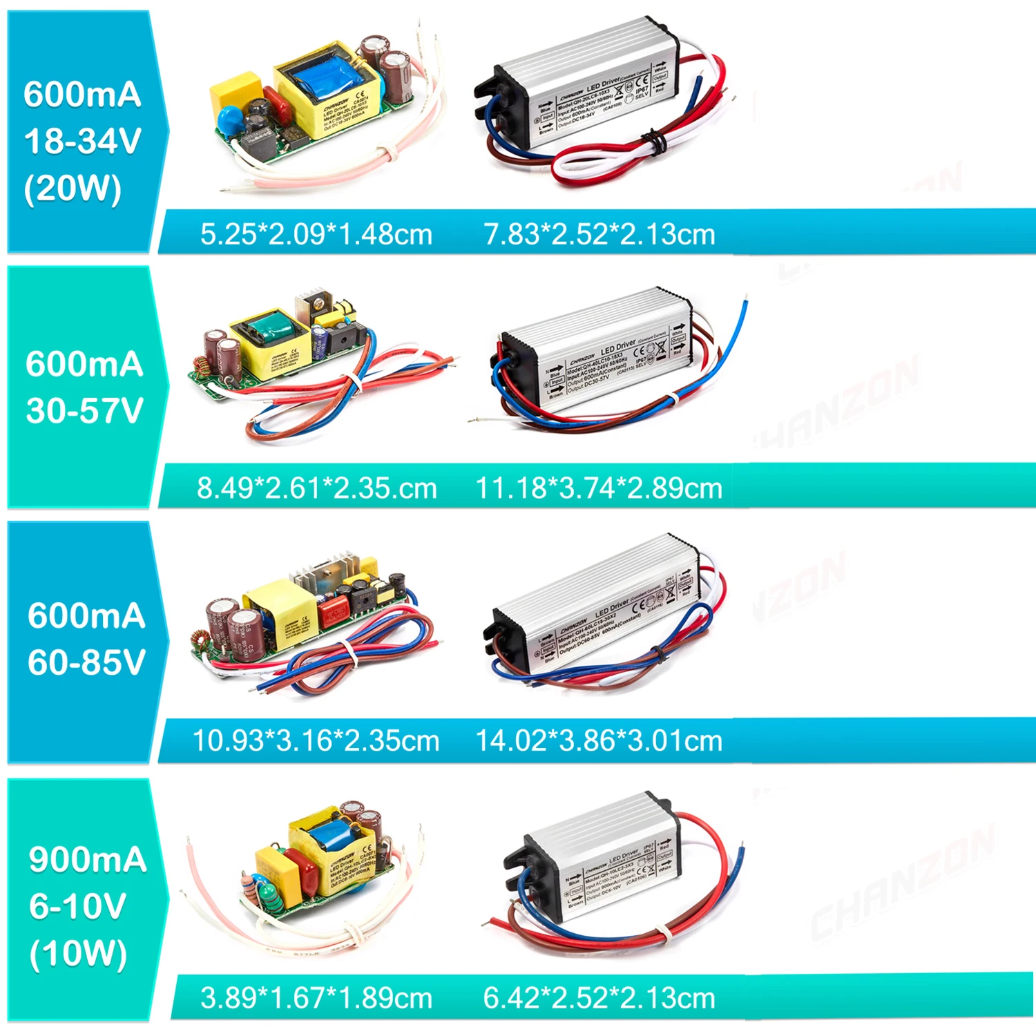 Constant Current Led Driver Waterproof Ip67 6W 10W 20W 36W 50W 100W 300Ma 600Ma 900Ma 1500Ma Power Supply Light LED Transformer