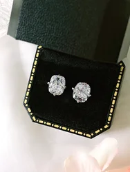 Broken ice cut earrings 925 sterling silver inlaid with high carbon diamonds, light luxury, niche temperament, high-end women