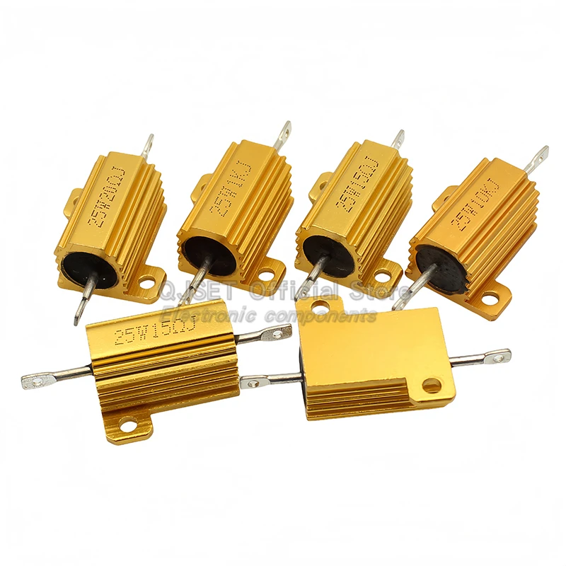 1pcs Gold Aluminum Housed High Power Resistors RX24-25W 0.01R-300K Ohm 1 2R 3R 4R 5R 6R 8R 10R 20 30 100 Ohm 1K 10K 100K Ohms image 6