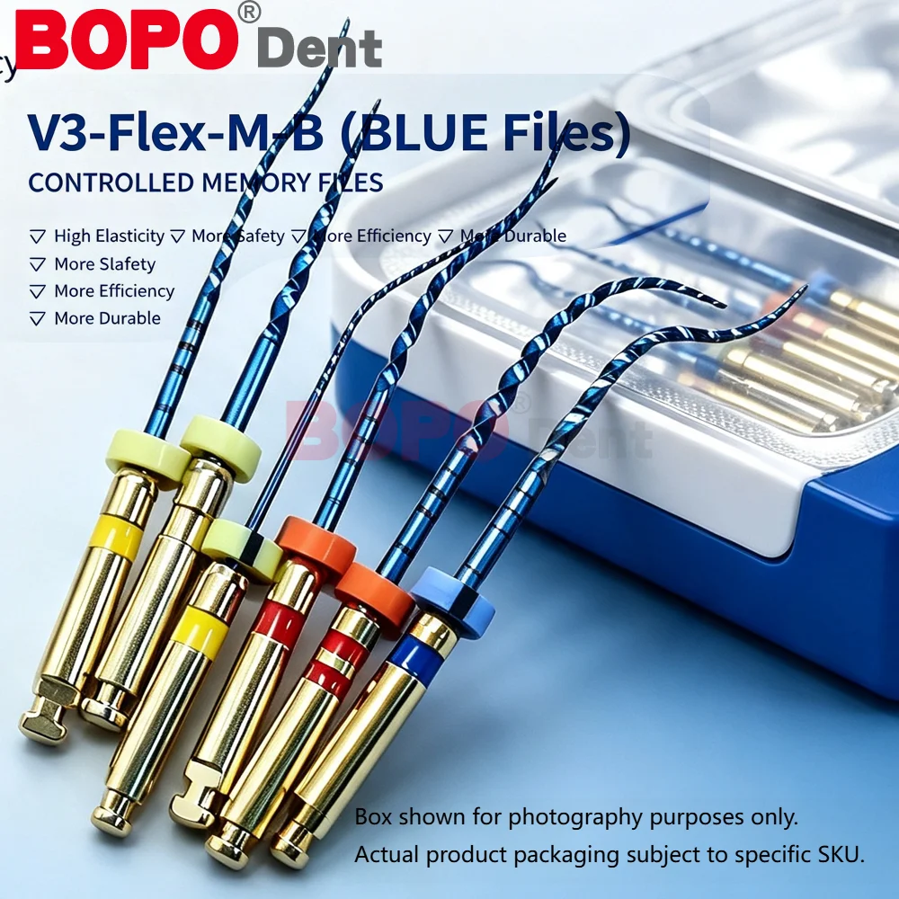 6pcs/Pack Dental Rotary Files Assorted Endodontic File Blue 02/04/06Taper E-Flex Root Canal for Precision Treatment 15-40 45-80