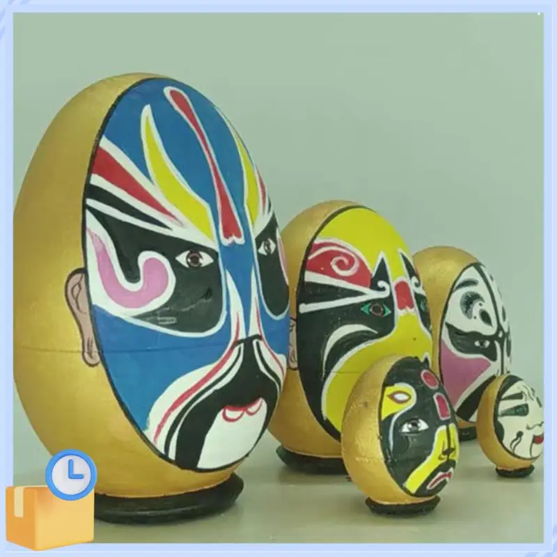 

ABTK-5PCS Matryoshka Nesting Handmade Cute Wood Russian Nesting DIY Facial Makeup Cute Nesting