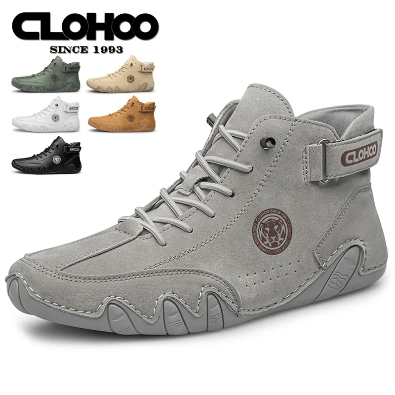 CLOHOO Herren-Sneaker aus PU-Leder zum Schnüren, Schwarz, lässige Wanderschuhe, leicht, bequem, atmungsaktiv, braune Schuhe für Herren