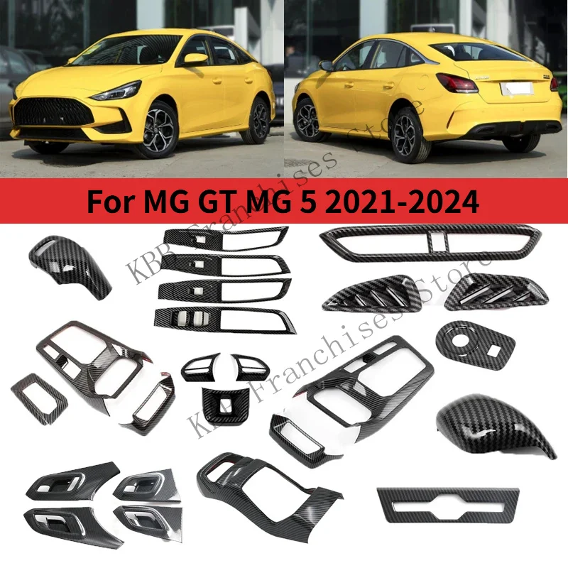 For MG GT MG 5 2021 2022 2023 2024 ABS carbonfiber car Accessories Window Lift Center Console gear Panel Inner Handle air trim