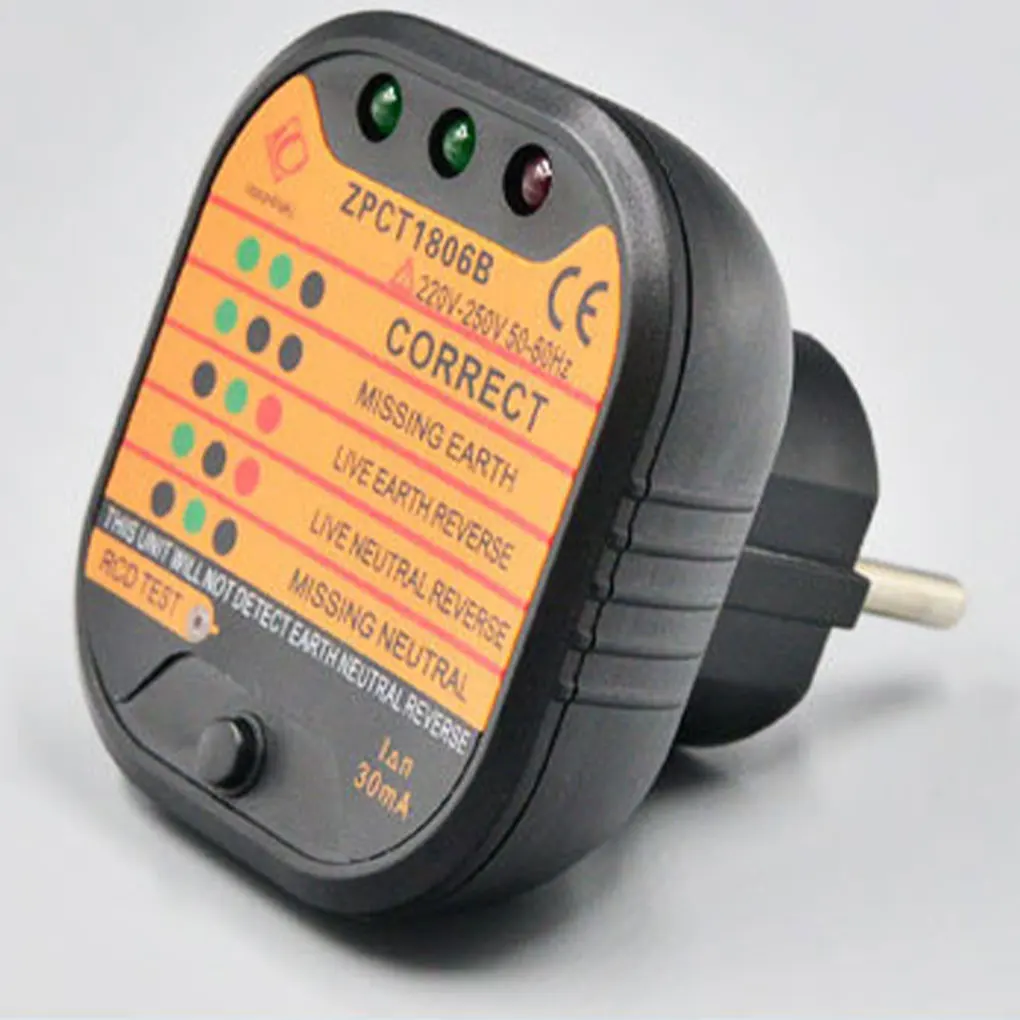 Socket Tester Detector Circuit Polarity Voltage Plug Circuit Breaker Grounding Zero Wire Switch Current Detector Electroscope