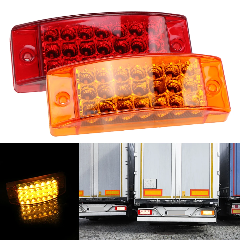 10PCS 12V-24V 21LED Side Marker Light  Flowing Taillights Clearance Light Amber Red Truck Trailer Camper LED Marker Indicator