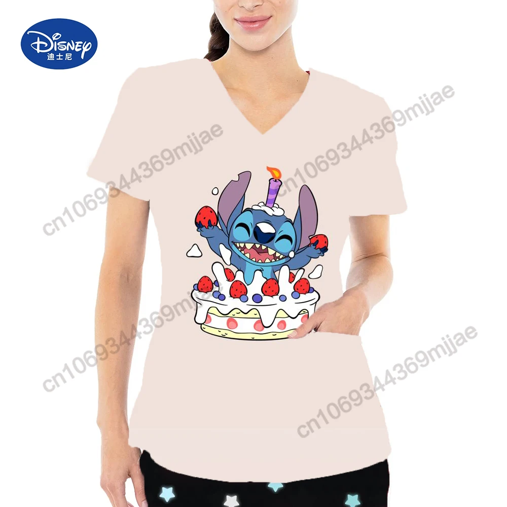 Women's Cropped V-neck Anime Tshirt Pocket Tshirts Woman Cartoon 2024s Clothes Y2k Tops for Women With Free Shipping Yk2 BLOUS image 2