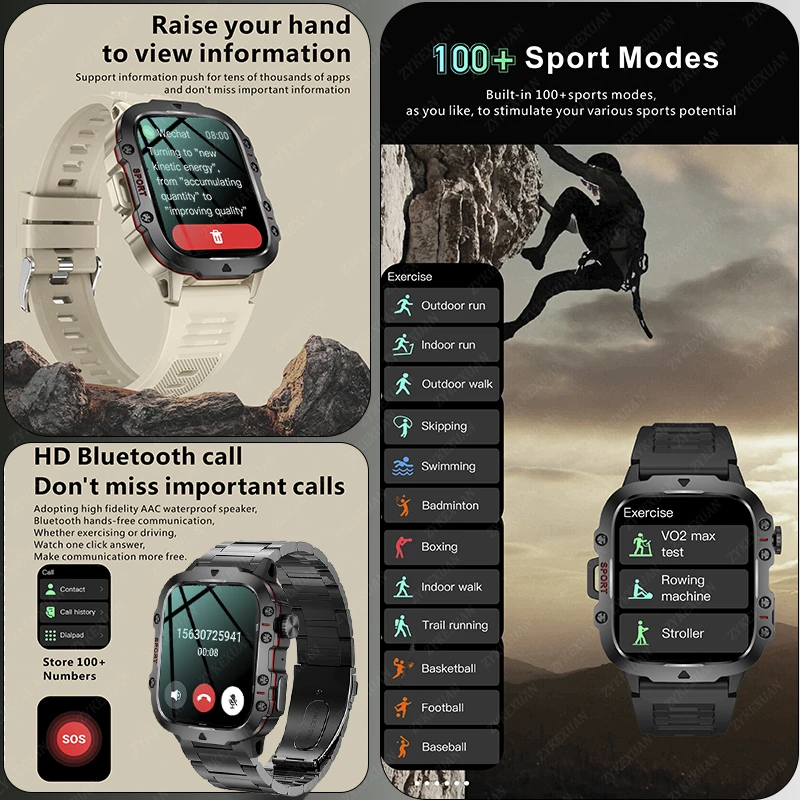 New Rugged Military GPS Smart Watches Men For Huawei Xiaomi Ios 3ATM Waterproof Sport Fitness Ai Voice Smartwatch Outdoor Clock