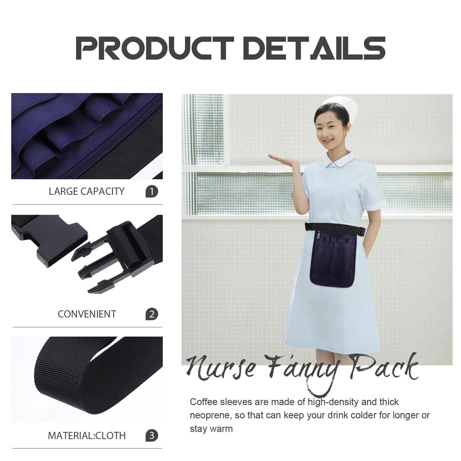 

Portable Nurse Waist Bag Oxford Cloth Fanny Pack Multi Pocket Durable Nurse Tool Organizer Large Capacity Storage