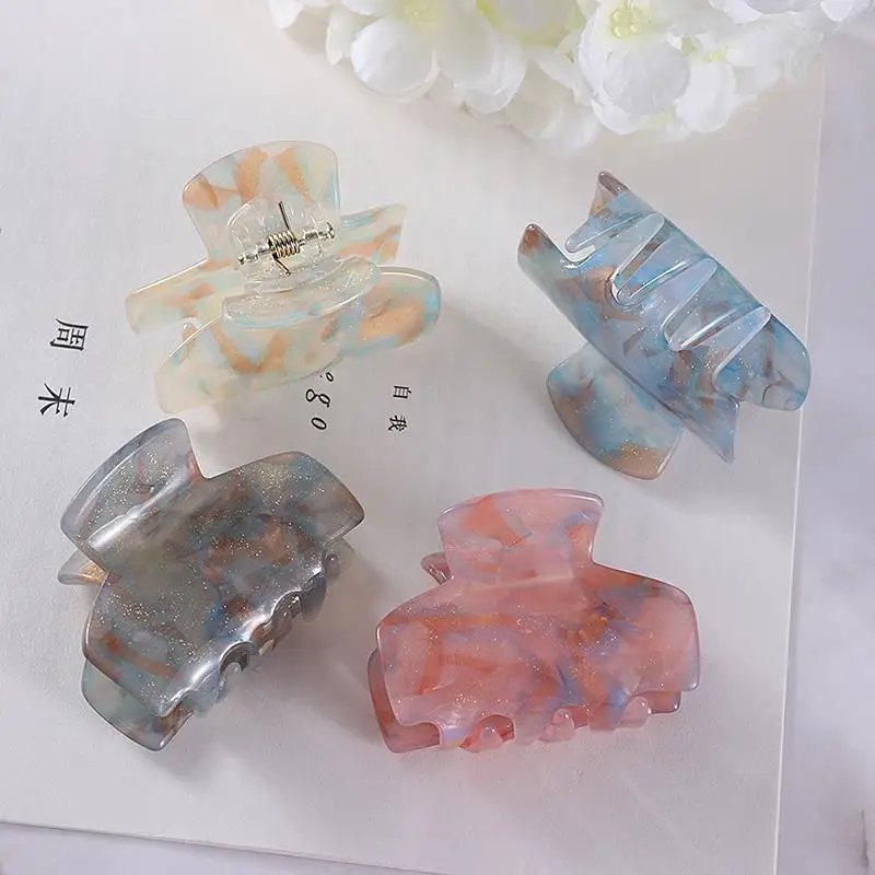 

Acetate Mini Square Hollow Hairpin Crab Claw Clip Women's Hair Clips Girls Barrettes Bath Bundle Hair Accessories