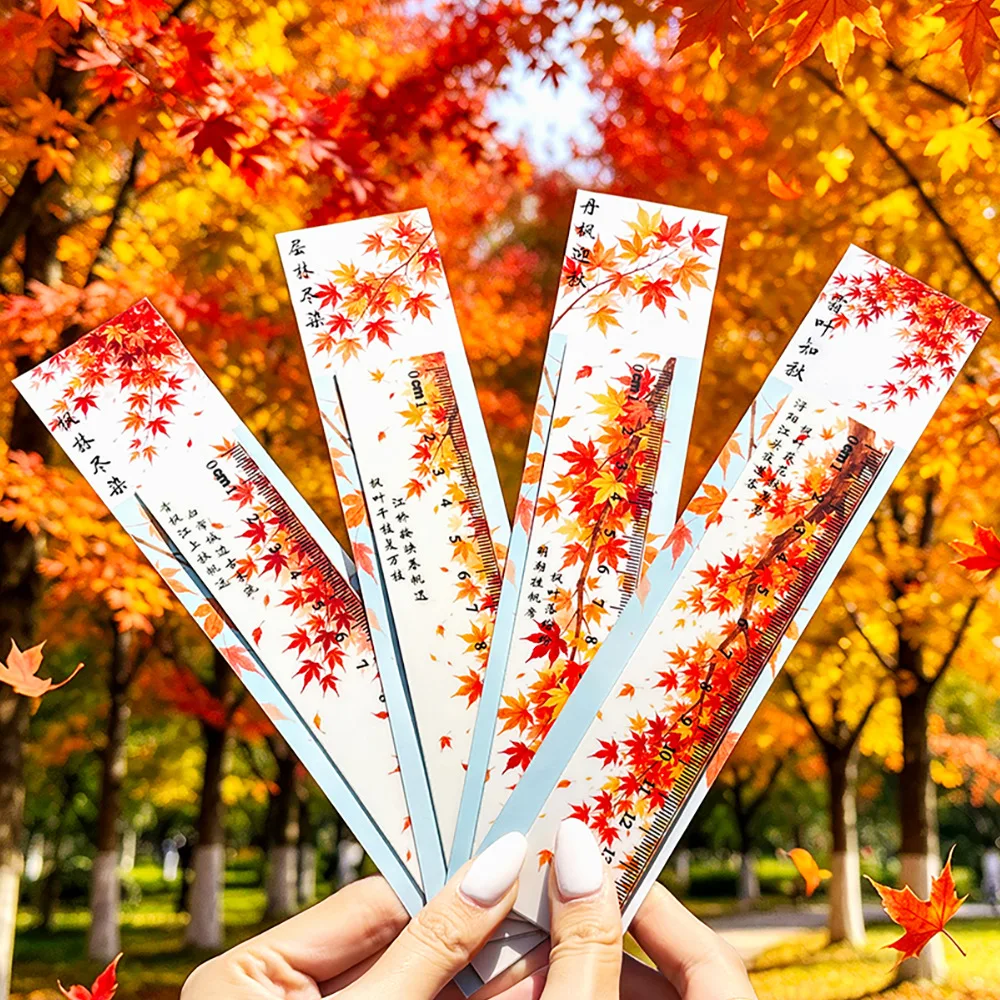 Autumn Maple Leaf Magnetic Bookmark Ruler Creative Study Stationery Small Gift for Students and Kids