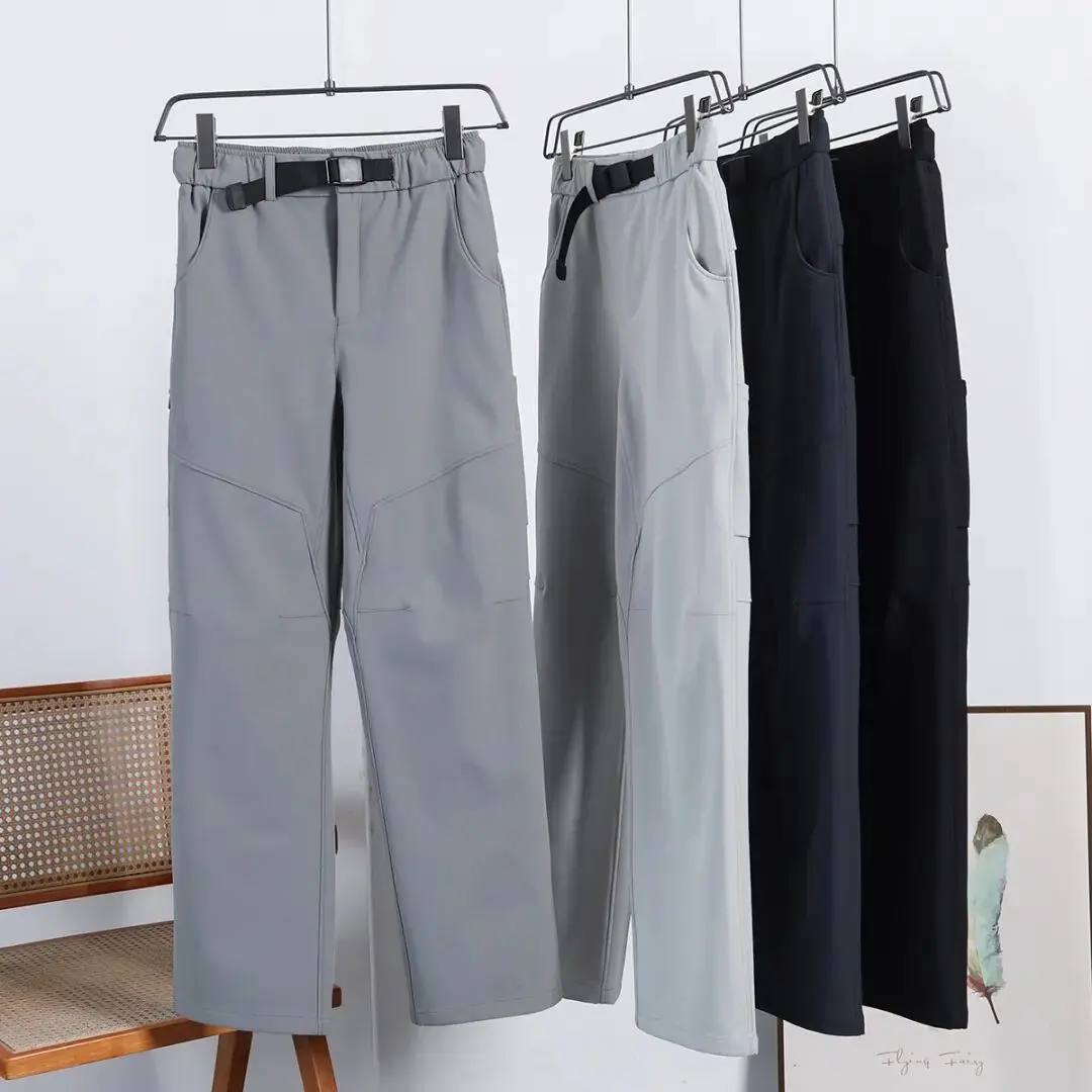 

Мужские повседневные брюки для активного отдыха, весенне-летние, с эластичным поясом, водонепроницаемые, из нейлона, свободного кроя, прямые штанины