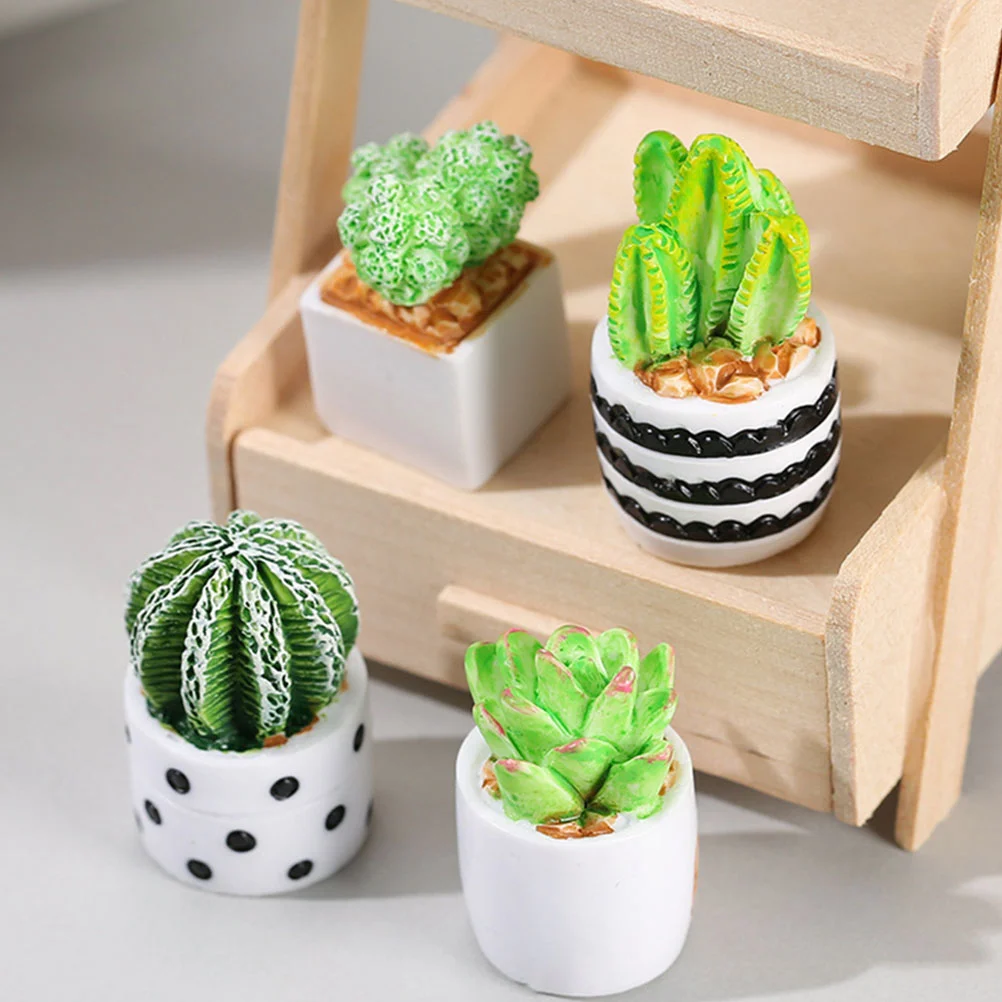 

8 Pcs Cactus Micro Landscape Mini House Potted Plant Plants Miniature Accessories Tiny Succulent Bonsai Decor