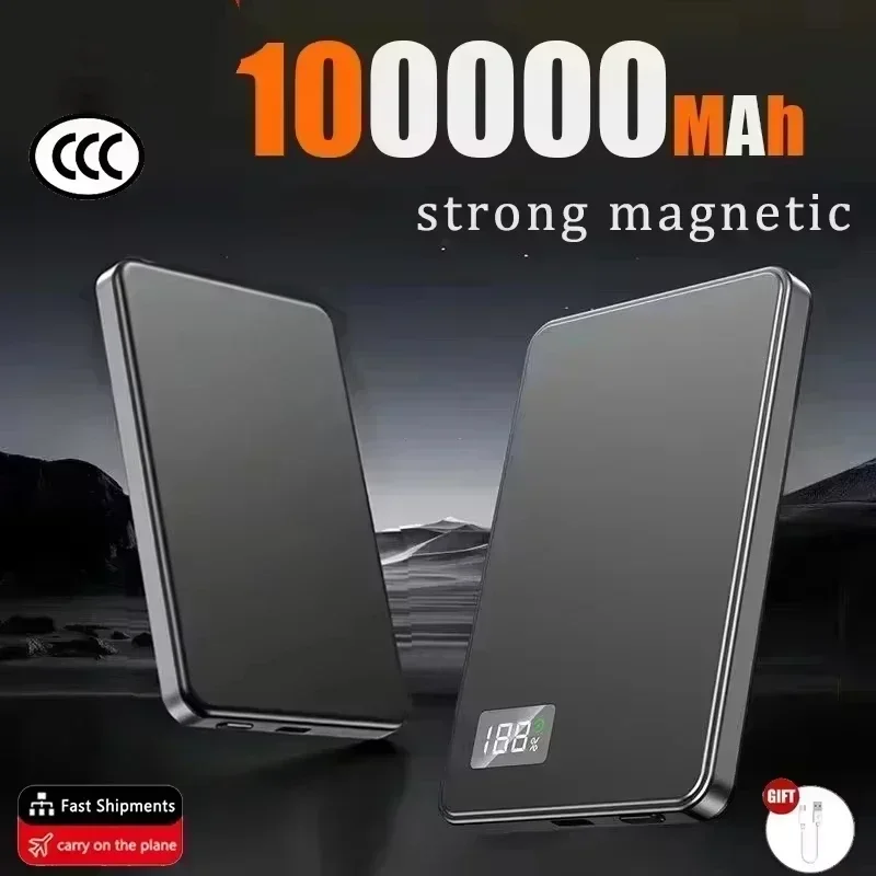 Lenovo 500000mAh tragbare Powerbank für MagSafe, magnetisch, ultraflach, 3C-zertifiziert, 22W schnelles Ladegerät, kabellose Batterie, MacSafe-Backup-Batterie