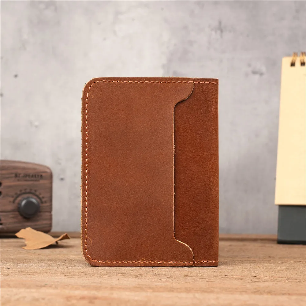 1152 Unisex Genuine Leather Cow Pickup Bag, Retro Crazy Horse Leather Bag, Casual Multi Card Pocket Wallet