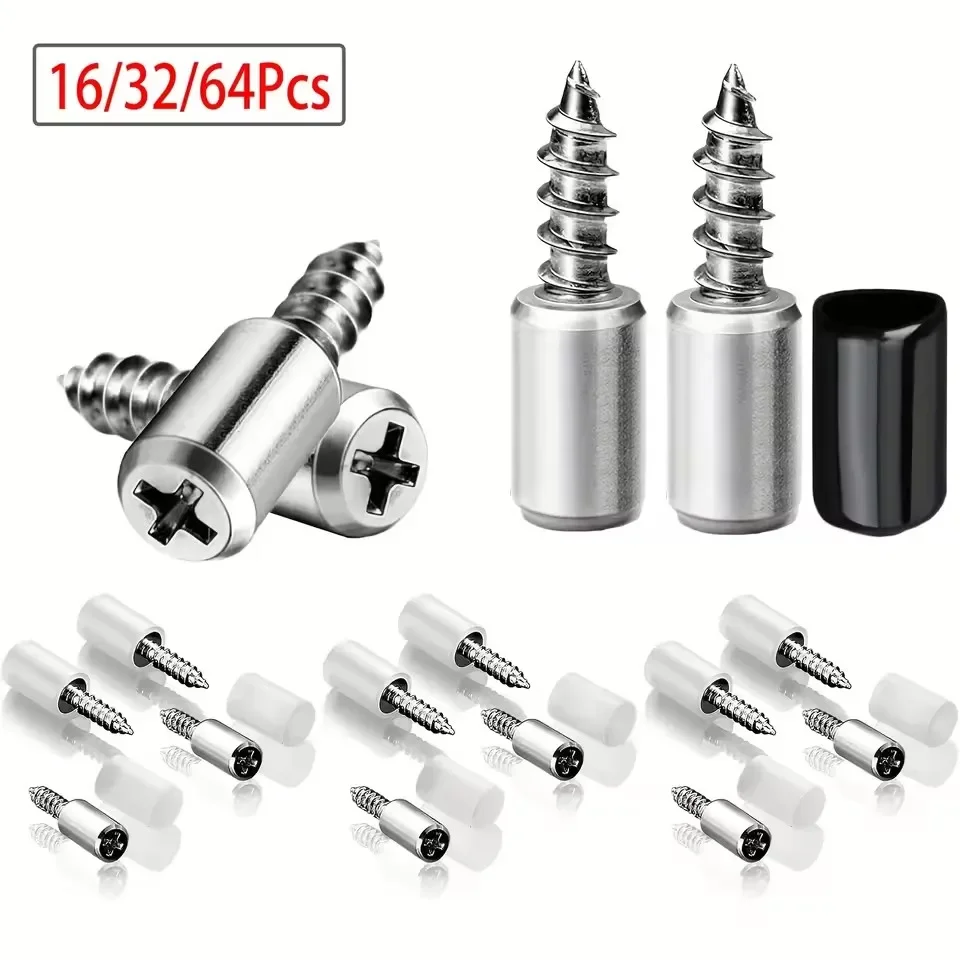 16/32/64Pcs Shelf Bracket, Self Tapping Screws Bracket Shelf Support Pegs, Glass Wood Shelf Peg Heavy Duty Floating Shelf Bracke