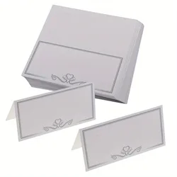 20/50/100pcs Silver Frame Name Place Card Wedding Seating Number Card Table Romantic Party Sign in Dinner Greeting Seat Card