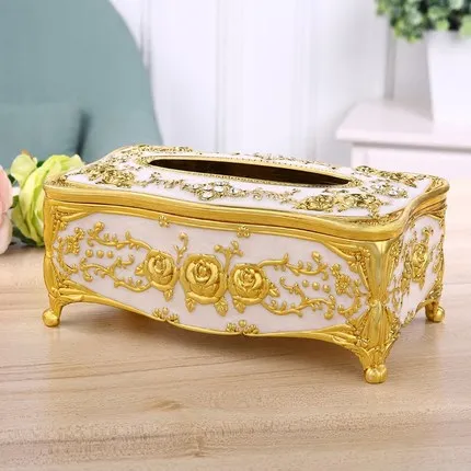 European Tissue Box Creative Living Room Paper Box Hotel KTV Tissue Box Hotel Restaurant Plastic Napkin Paper Box Golden Home