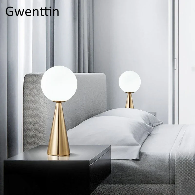 Glass Ball Table Lamps for Bedroom Living Room Bedside Light Led Desk Lighting Fixtures Nordic Modern Home Decor Gold Luminaria