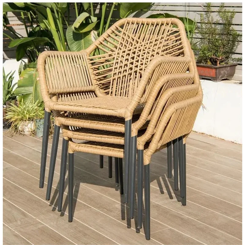 custom.Outdoor Dining Set Solid Wood Aluminum Alloy Tables and Rattan Woven Chairs Leisure Garden Furniture Patio