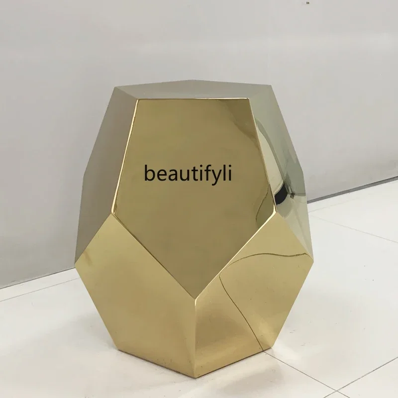 

Rose gold stainless steel corner table simple diamond coffee table living room sofa side coffee table