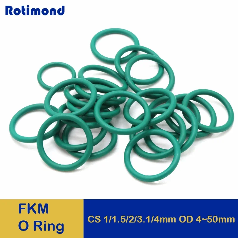 

20PCS Green FKM O Ring OD 4-50mm CS 1/1.5/2/3.1/4mm Fluorine Rubber o ring High Temperature Resistance Oil Resist Sealing Washer