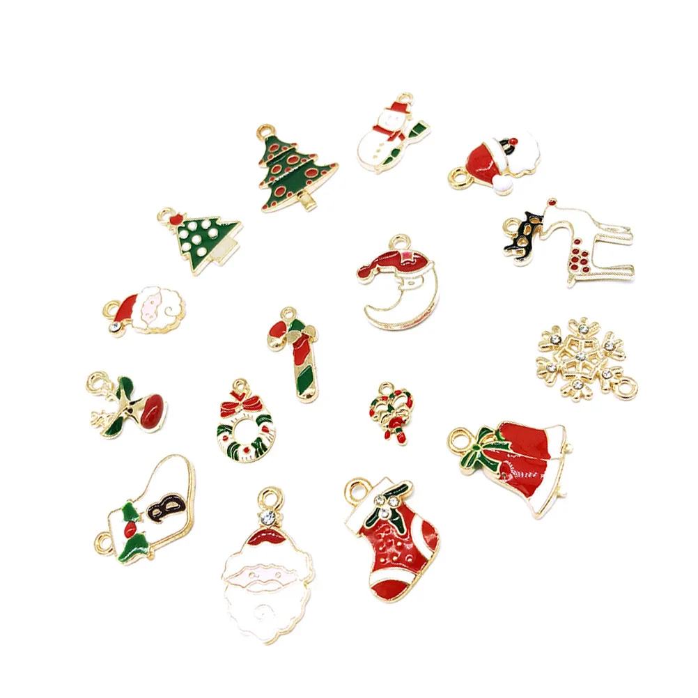 

16Pcs Festival Alloy Pendants Christmas Charms for DIY Gifts Jewelry Making Xmas Decor No Fade Eco Friendly Mixed Styles