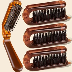 Foldable Hair Comb Portable Boar Bristle Hair Brush Curly and Fluffy Brush Head Massager Travel Combs Hair Styling Accessories