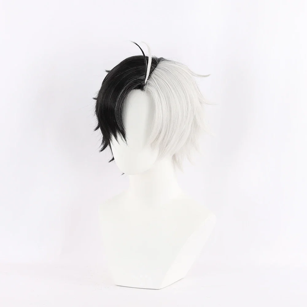 Anime WIND BREAKER Haruka Sakura Cosplay Wig Black White Short Hair Styling Heat Resistant Synthetic Hair Wigs Cap Halloween