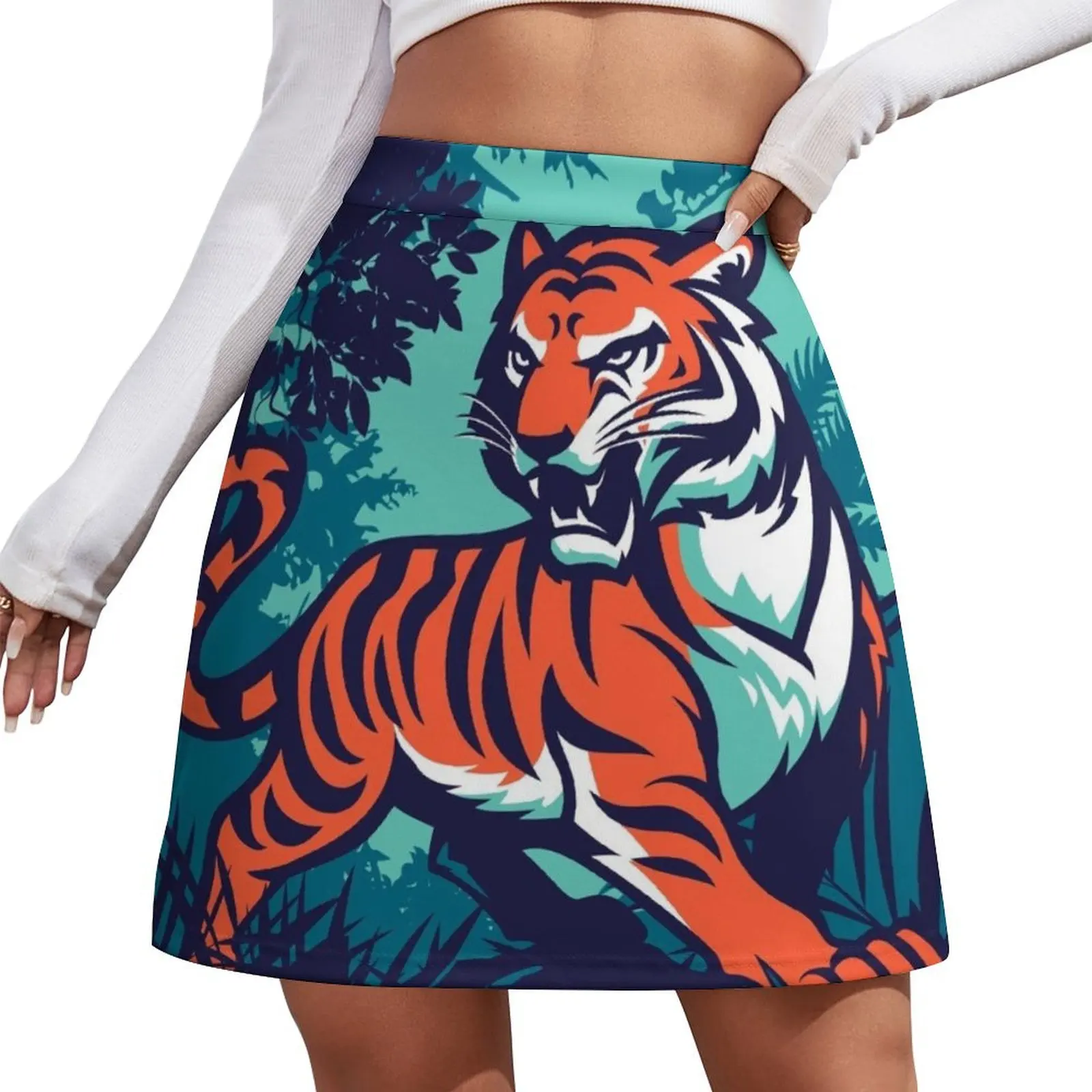 

Tiger Jungle (navy) Mini Skirt skirts women summer 2026 Short women′s skirts skirts for womans 90s vintage clothes