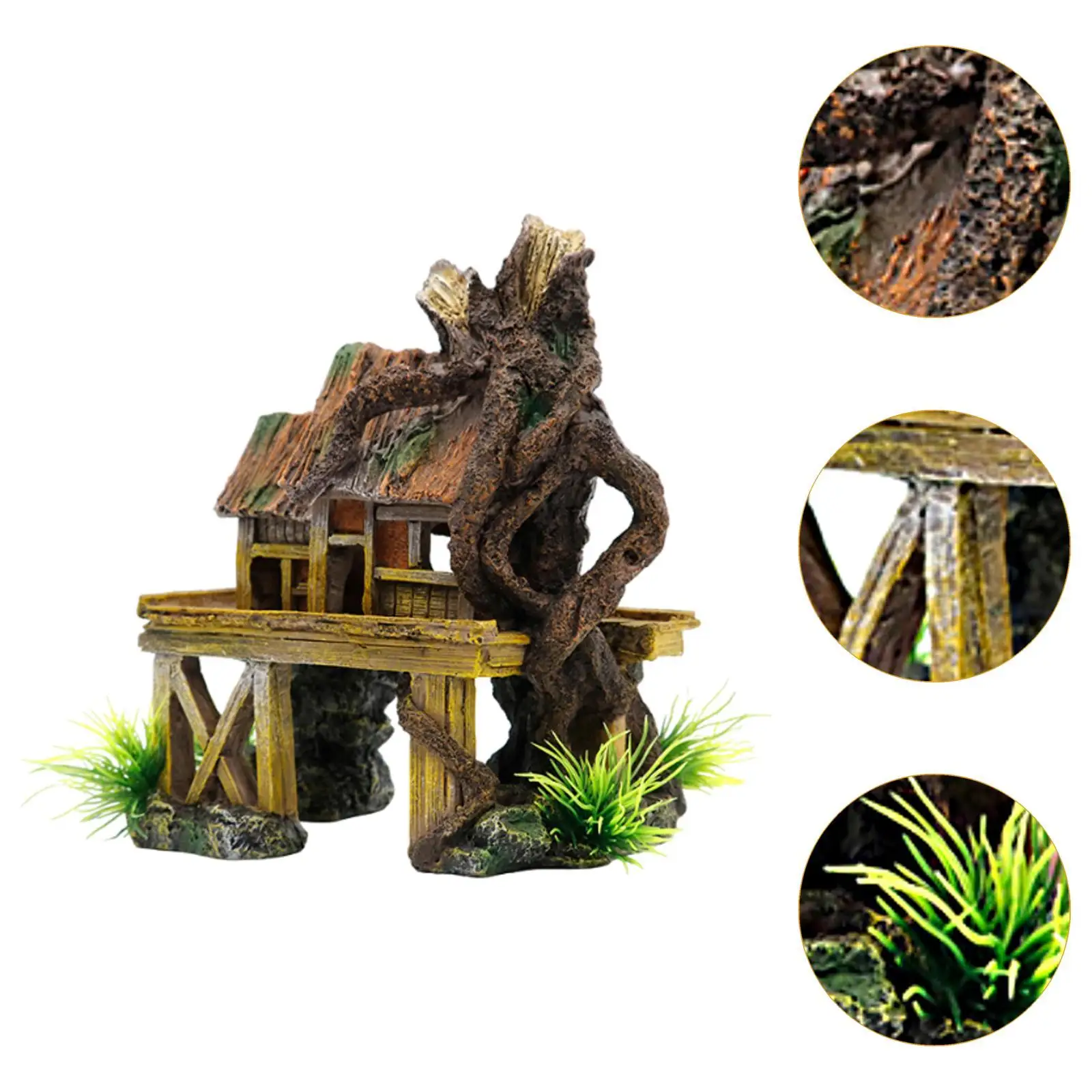 Fish Tank Decoration Artificial Fish Reptile House Hiding Snails Aquascaping